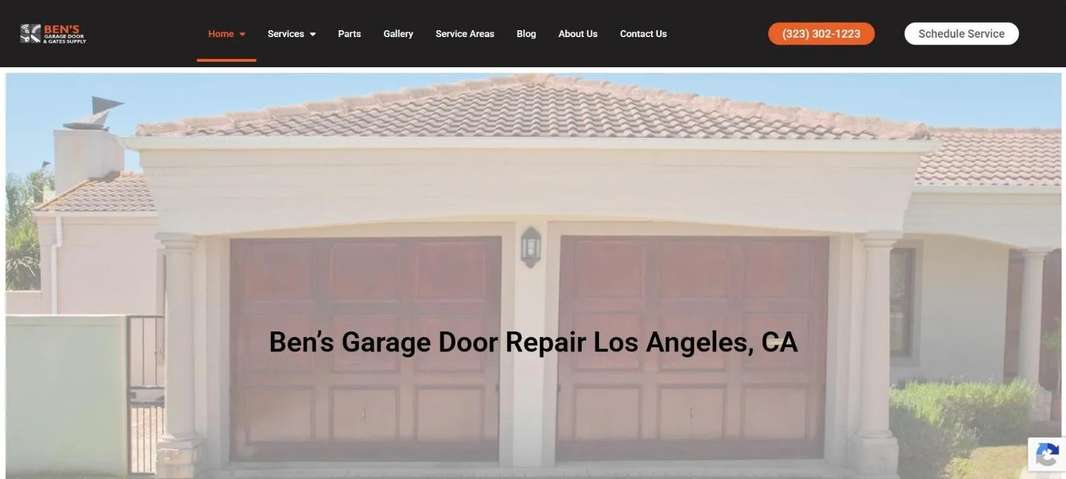 Ben’s Garage Door & Gate Supply website homepage, built by Media Group Marketing