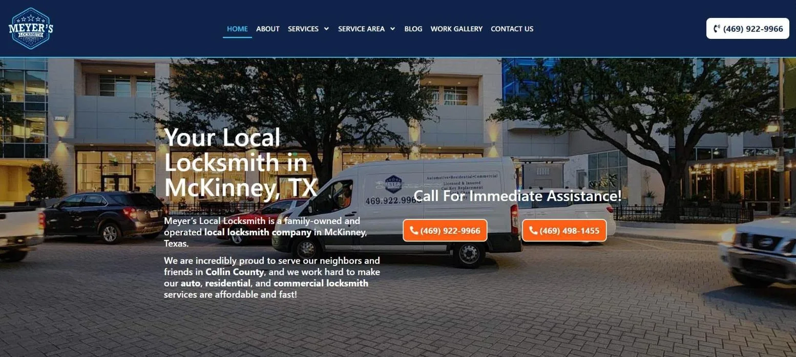 Meyer’s Local Locksmith website homepage, built by Media Group Marketing
