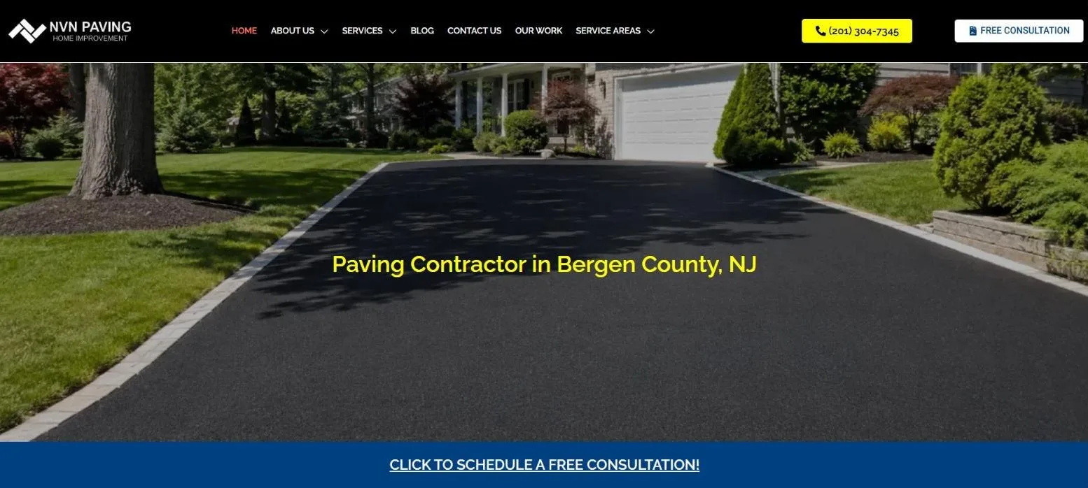 NVN Paving website homepage, built by Media Group Marketing