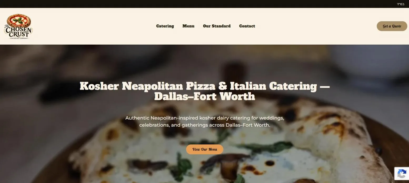 The Chosen Crust website homepage, built by Media Group Marketing